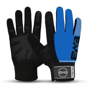 BWB Black / Blue Waterproof Full Finger Hiking & Running Gloves