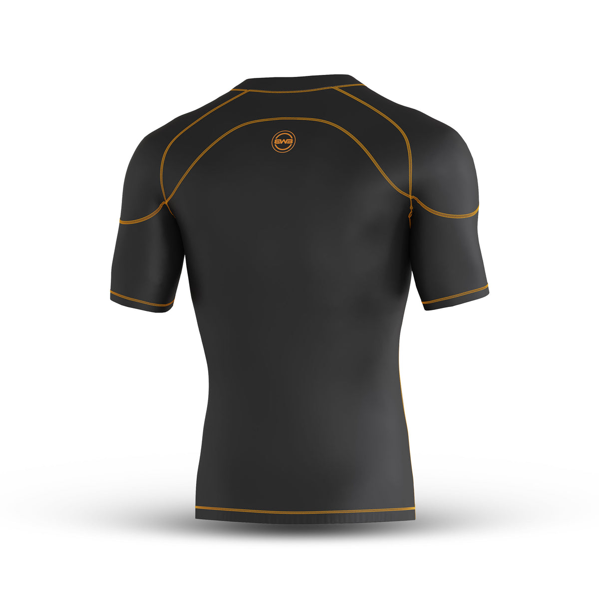 Men's Black / Orange Short Sleeve Baselayer Compression Shirt & Shorts Set