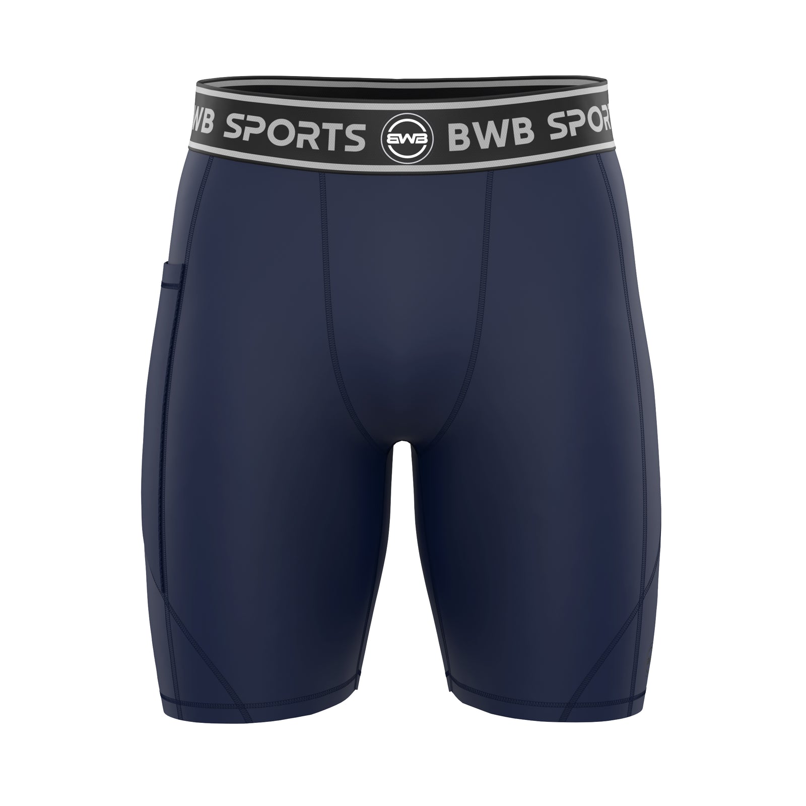 BWB Men's Navy Blue Compression Shorts