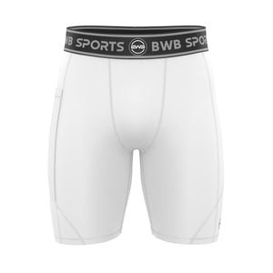 BWB Men's White Compression Shorts