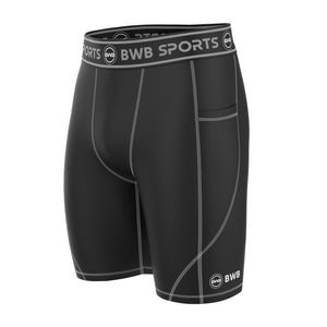 BWB Men's Black / White Compression Shorts