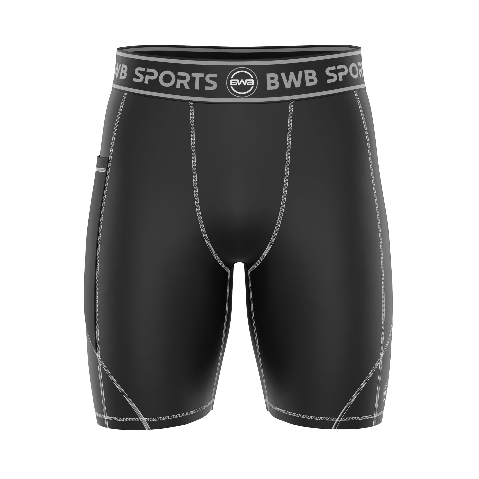 BWB Men's Black / White Compression Shorts