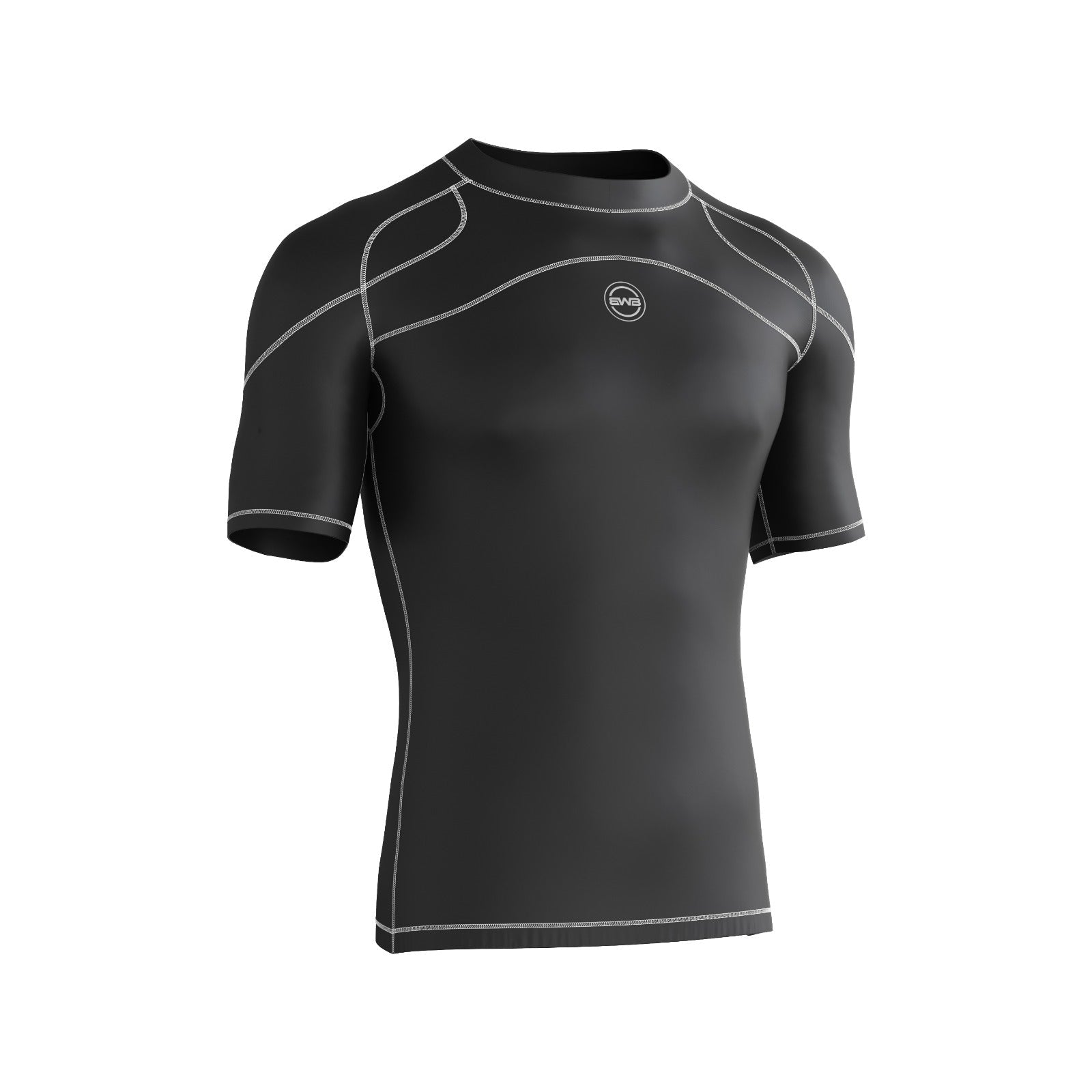 BWB Men's Black & White Short Sleeve Compression Shirt