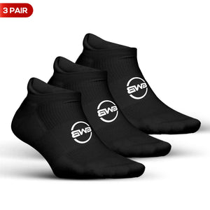 BWB 3 Pairs Black No Show Running Socks