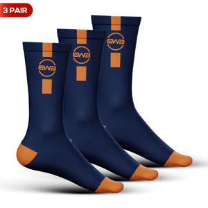 BWB 3 Pairs Navy Blue Crew Cycling Socks