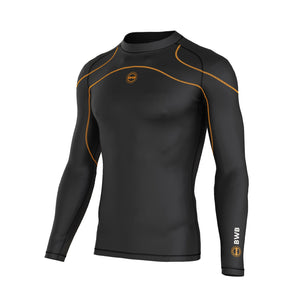 BWB Men's Black / Orange Long Sleeve Baselayer Compression Shirt