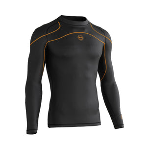 BWB Men's Black / Orange Long Sleeve Baselayer Compression Shirt