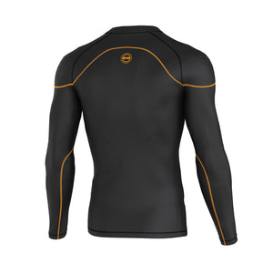 BWB Men's Black / Orange Long Sleeve Baselayer Compression Shirt