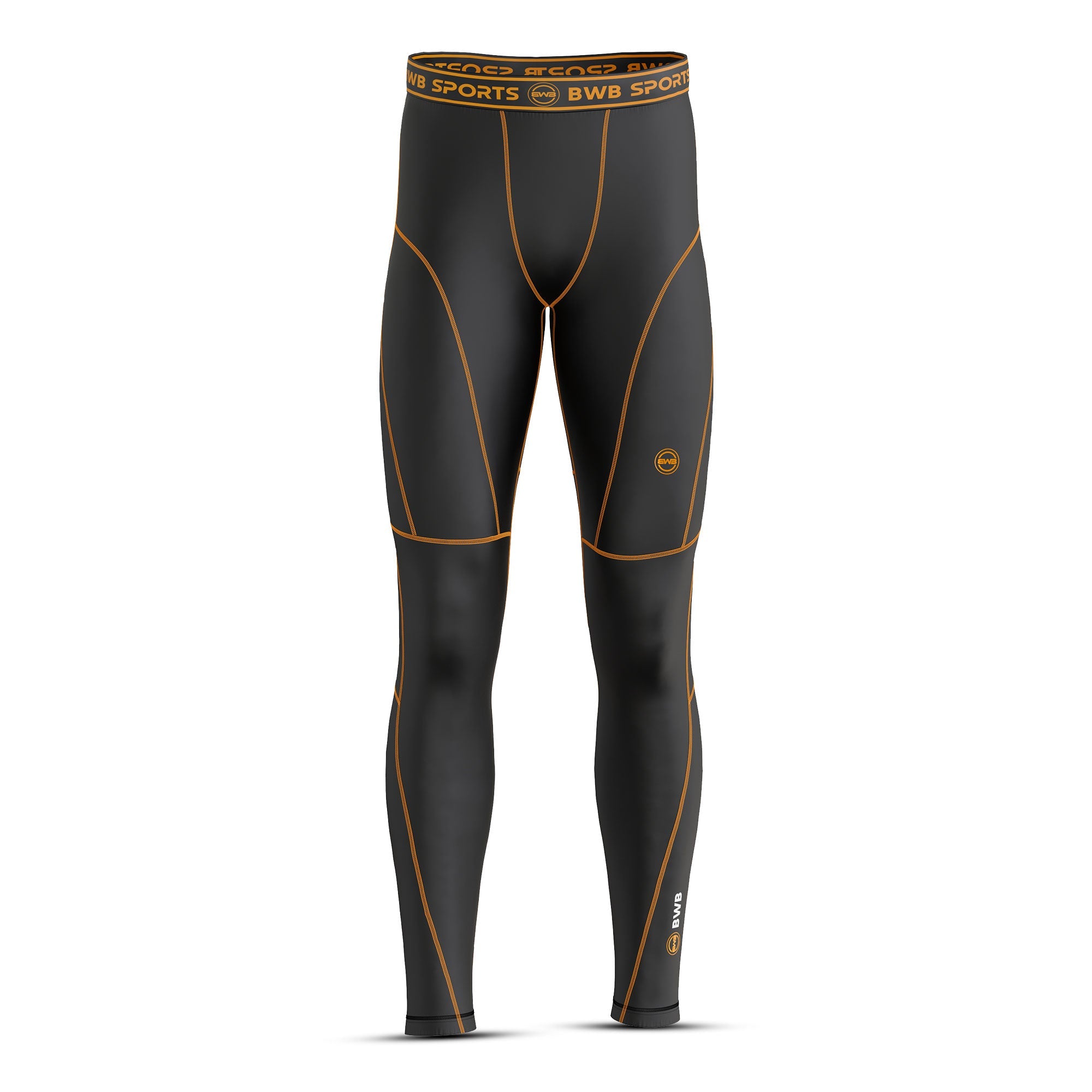 BWB Men's Black / Orange Baselayer Compression Leggings