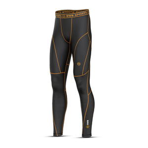 BWB Men's Black / Orange Baselayer Compression Leggings