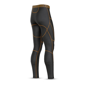 BWB Men's Black / Orange Baselayer Compression Leggings