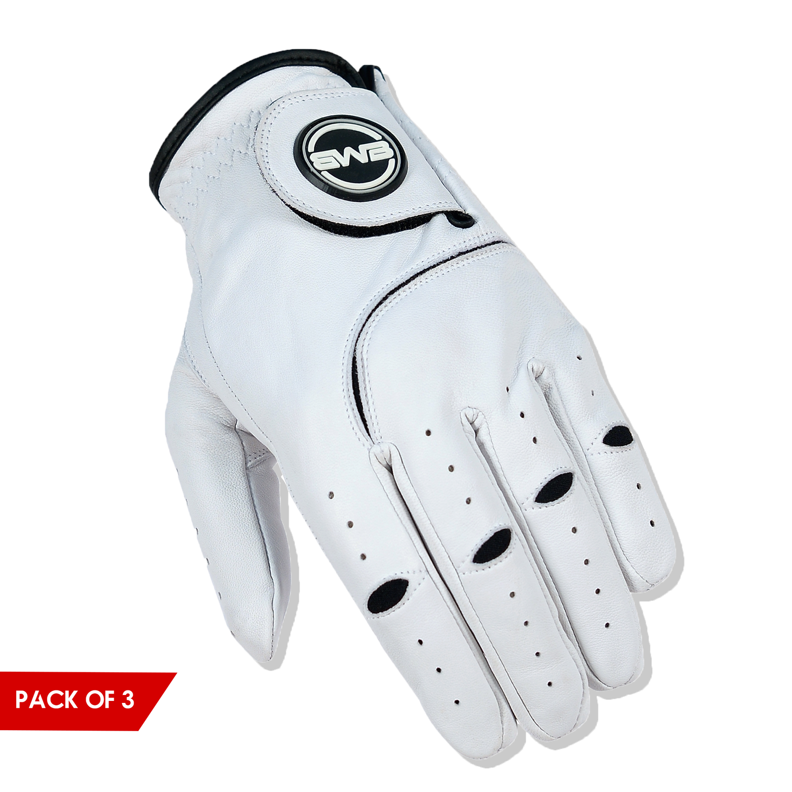 BWB Men's Left Hand Golf Glove White / Black
