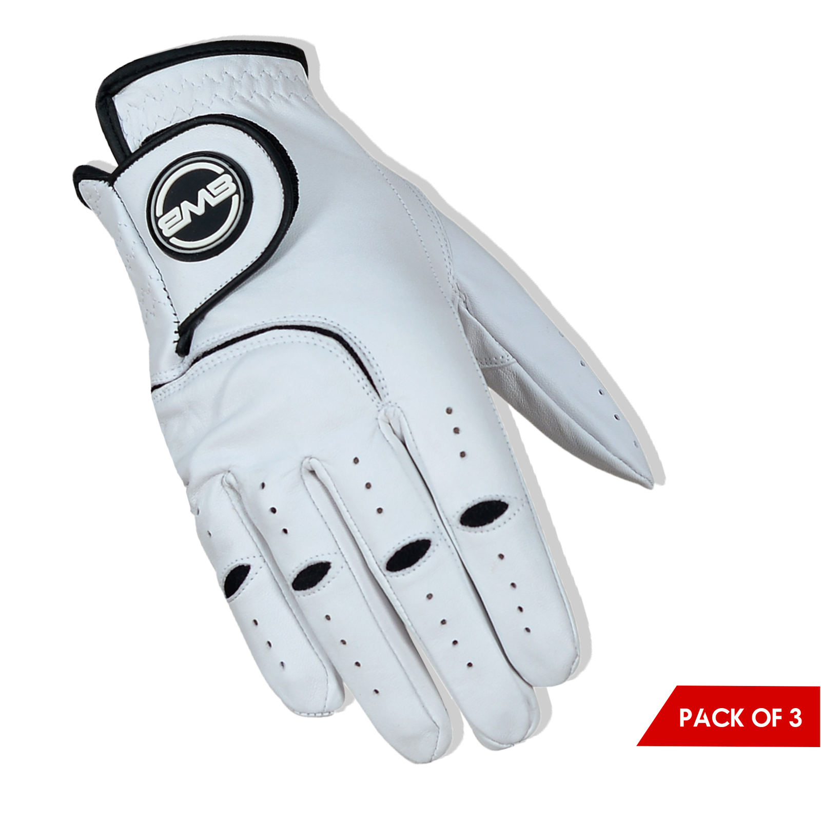 BWB Men's White / Black Right Hand Golf Glove