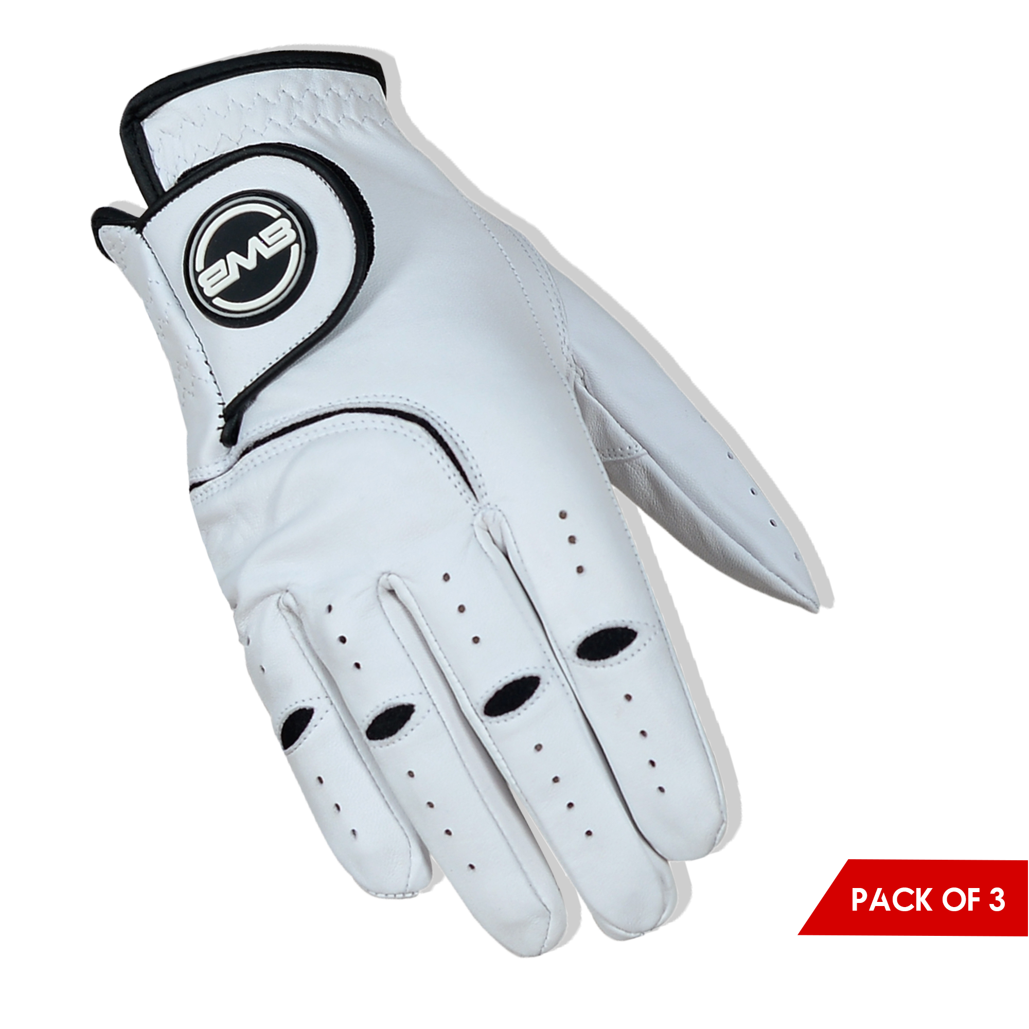 BWB Men's White / Black Right Hand Golf Glove