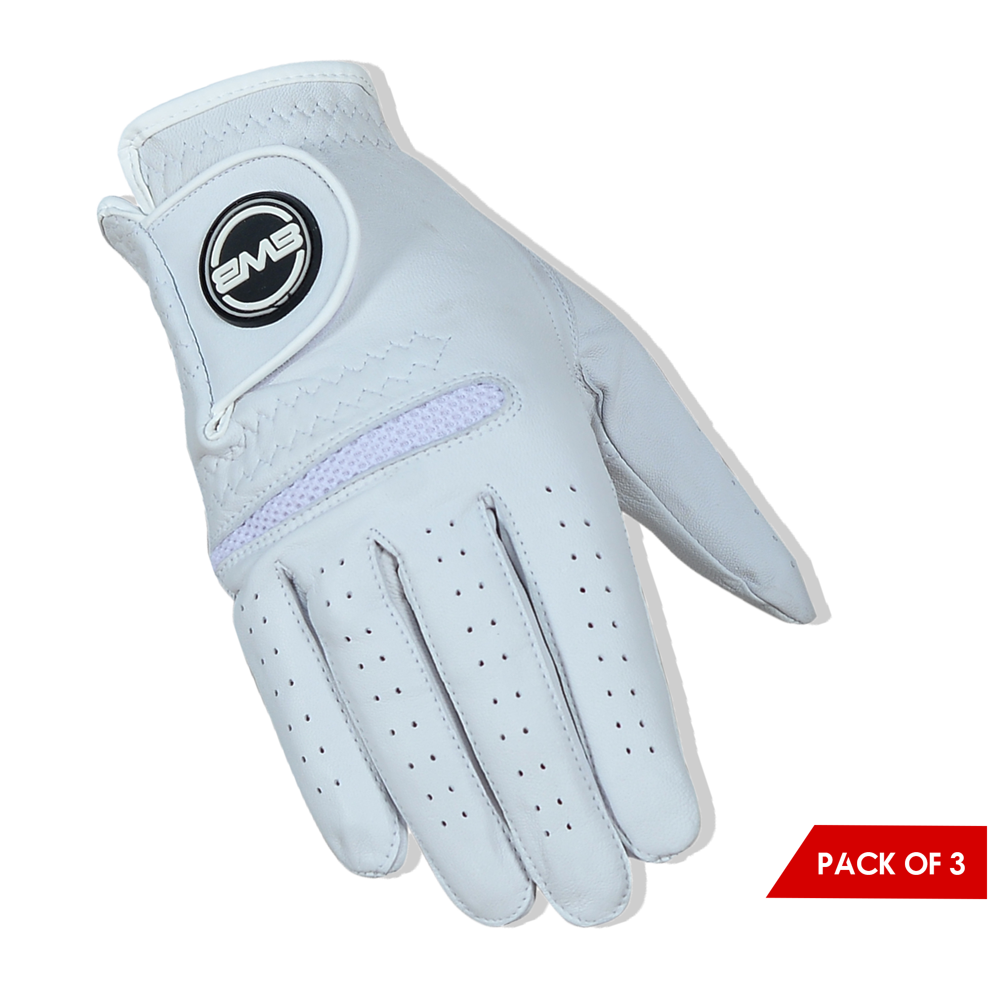 BWB Men's White Right Hand Golf Glove