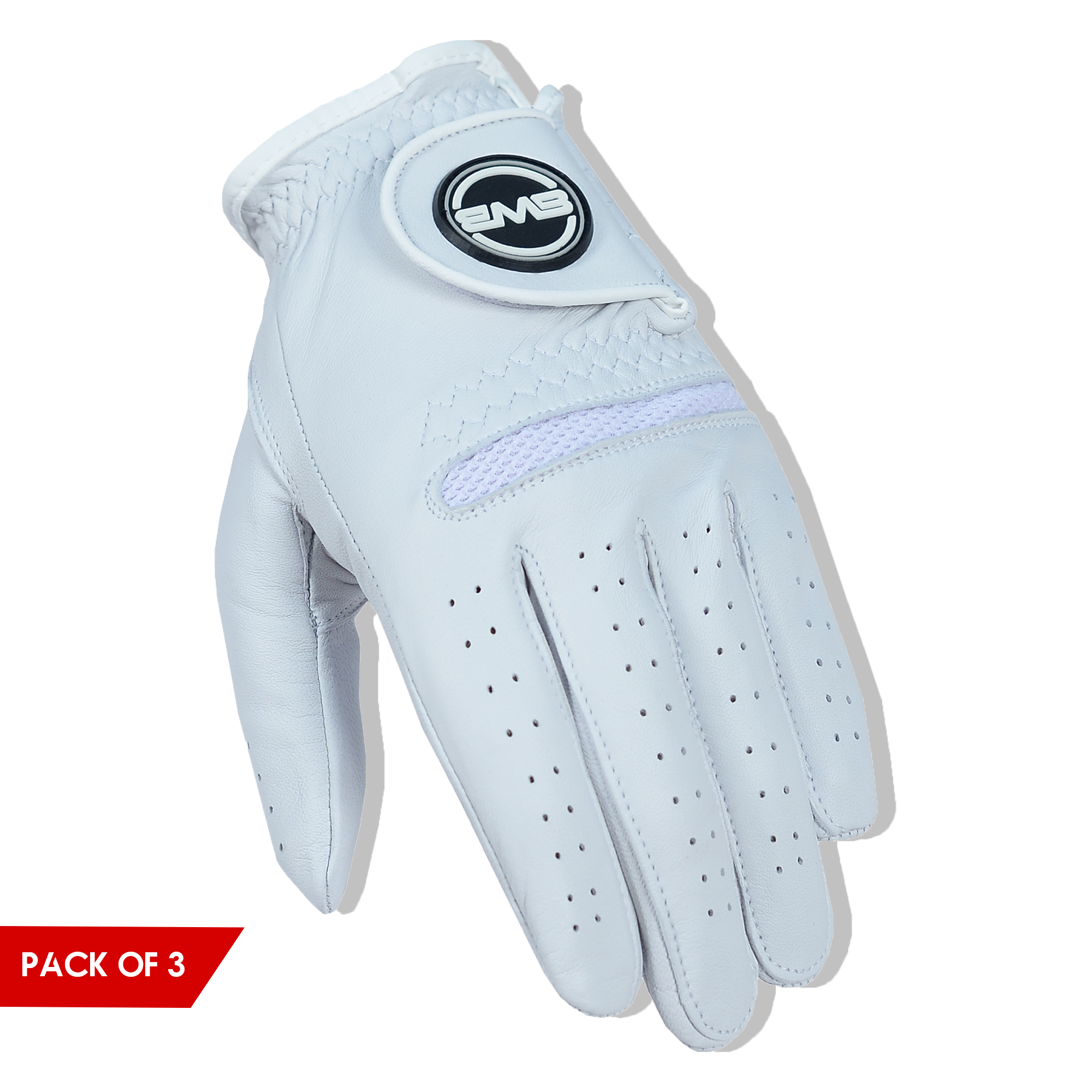 BWB Men's White Left Hand Golf Glove