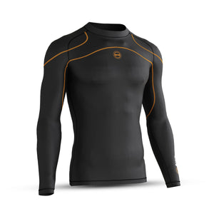 BWB Men's Black / Orange Long Sleeve Baselayer Compression Shirt & Leggings Set