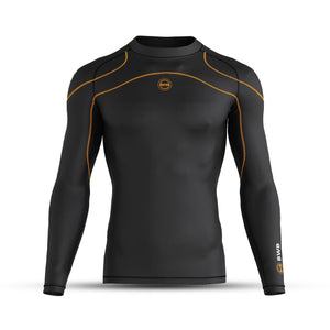 BWB Men's Black / Orange Long Sleeve Baselayer Compression Shirt & Leggings Set