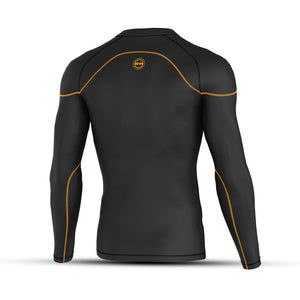 BWB Men's Black / Orange Long Sleeve Baselayer Compression Shirt & Leggings Set