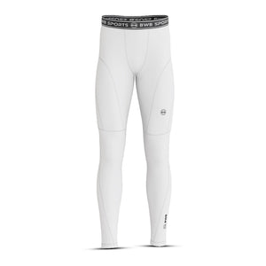 BWB Men's White Long Sleeve Baselayer Compression Shirt & Leggings Set