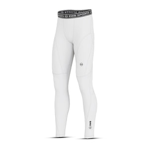 BWB Men's White Long Sleeve Baselayer Compression Shirt & Leggings Set