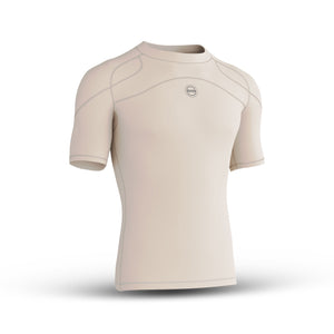 BWB Men's Beige Compression Top Short Sleeve