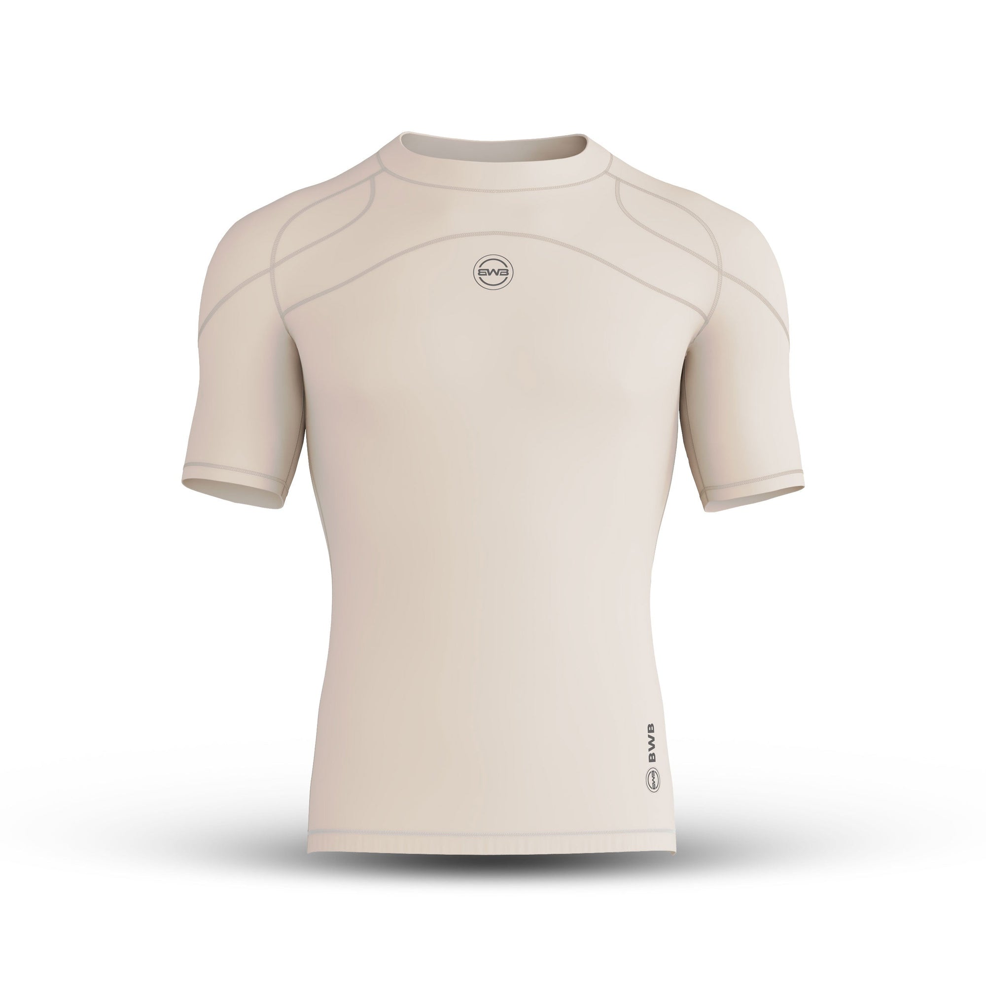 BWB Men's Beige Compression Top Short Sleeve