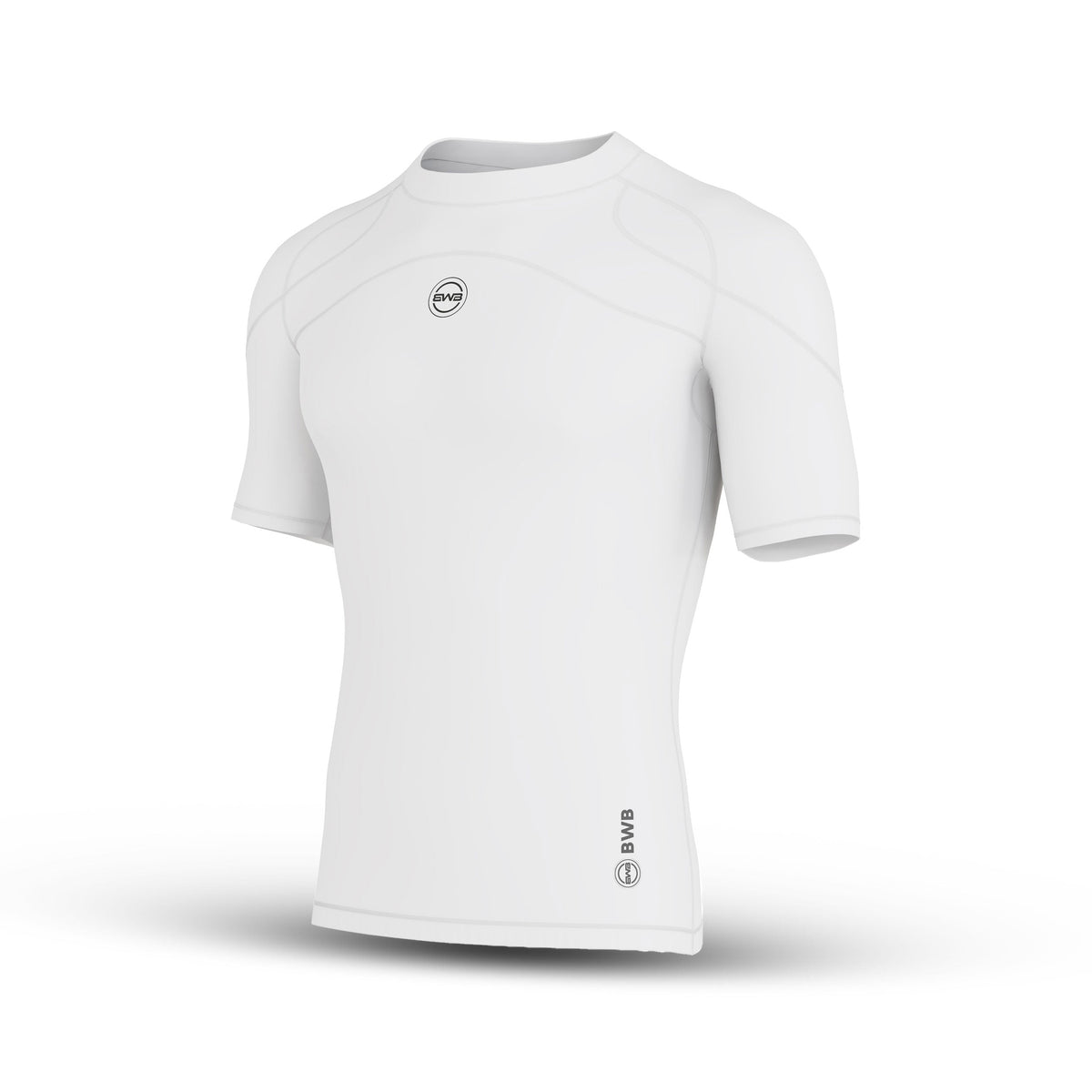 BWB Men's White Compression Top Short Short Sleeve