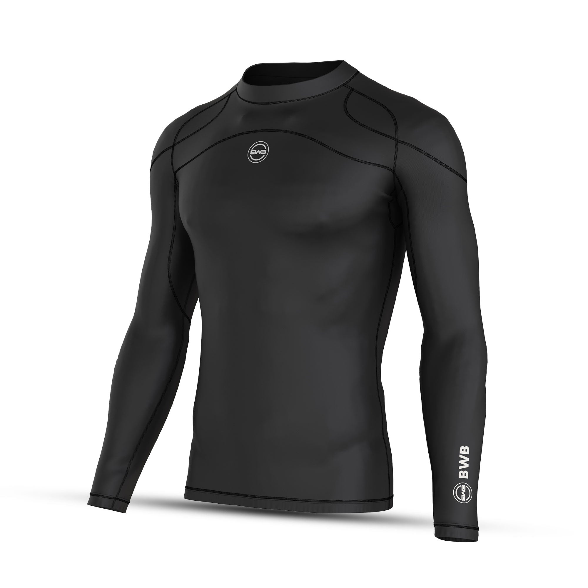 BWB Men's Black Long Sleeve Baselayer Compression Shirt