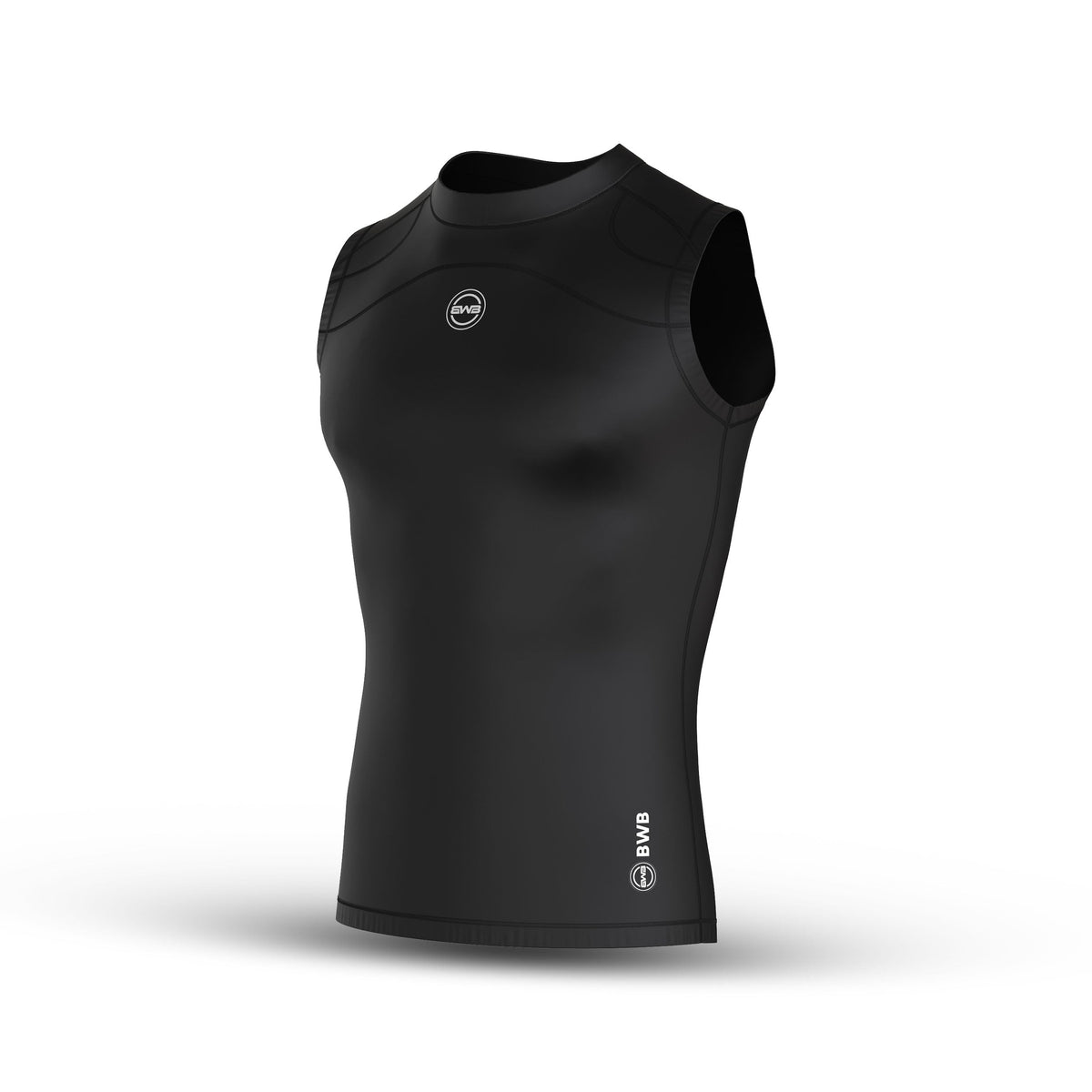 BWB Men's Black Compression Top Sleeveless