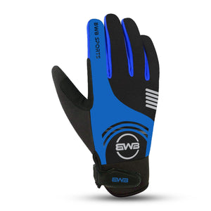 BWB Black / Blue Full Finger Gel Padded Winter Cycling Gloves