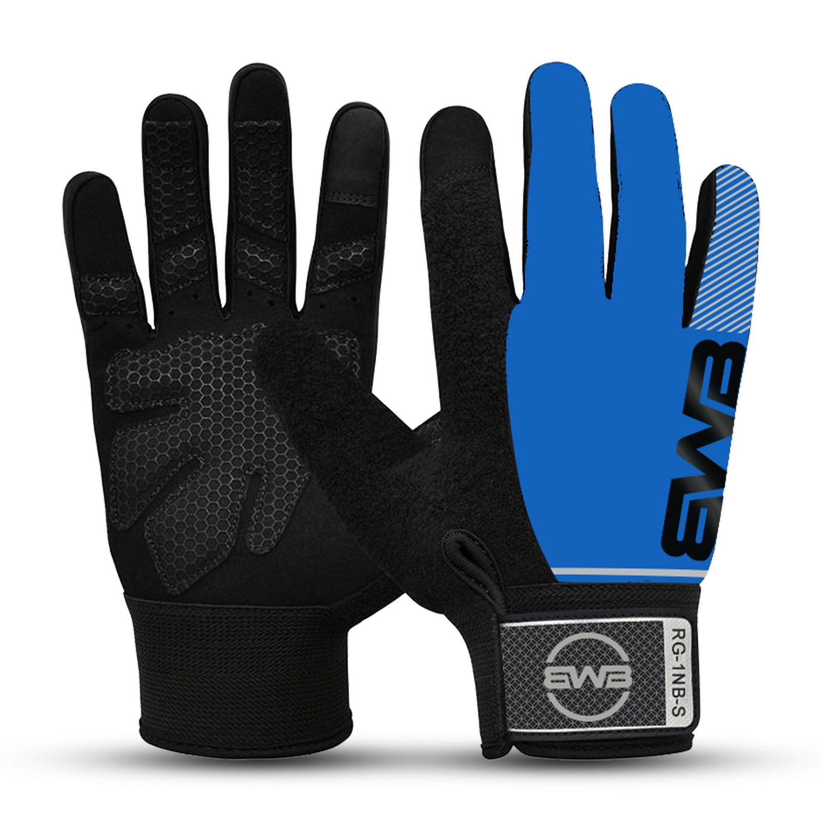 BWB Black / Blue Waterproof Full Finger Hiking & Running Gloves