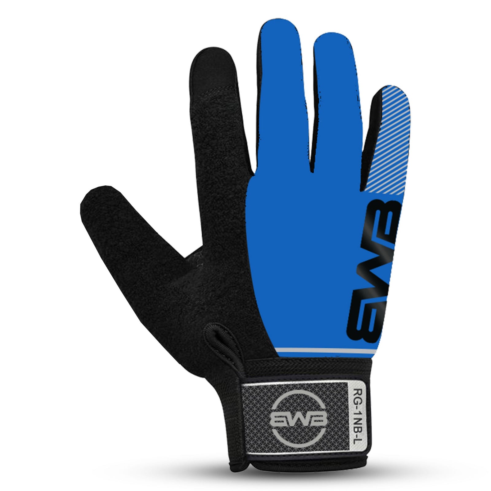 BWB Black / Blue Waterproof Full Finger Hiking & Running Gloves